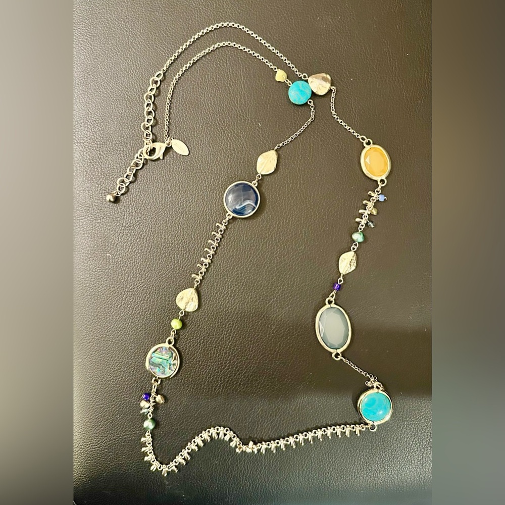 Chico’s Silver and Blue Multi-Stone Necklace